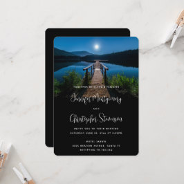 Invitación Pier de noche bajo un Boda de luna llena