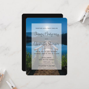 Invitación Pier de noche bajo un Boda de luna llena