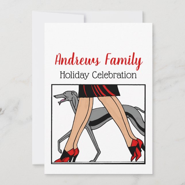 Invitación Piernas Art Deco Mujeres Greyhound Whippet Dog R (Anverso)