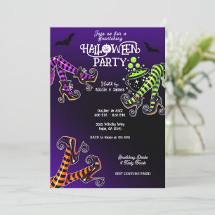 Invitación Piernas de Bruja Fiesta de Halloween Morado Embruj