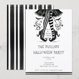 Invitación Piernas de Bruja Negras y Blancas Fiesta Caprichos