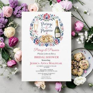 Invitación Pierogi y Prosecco Ducha de Boda Folclórica Polaca