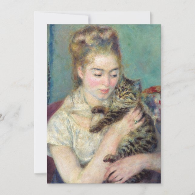 Invitación Pierre-Auguste Renoir - Mujer con un gato (Anverso)