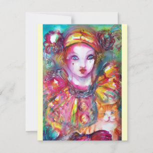 Invitación PIERROT CON GATO / Fiesta de disfraz de Mardi Gras
