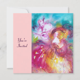 Invitación PIERROT Y ARLECCHINA Carnaval de Venecia,