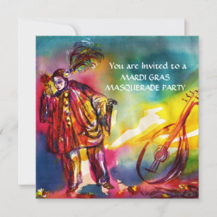 Invitación PIERROT Y ROSAS MUSICAL ROMÁNTICO Mardi Gras