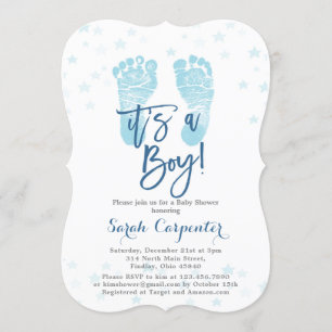 Invitación Pies de bebé azul es un niño Baby Shower