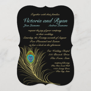 Invitación Pies de pavo real dorados