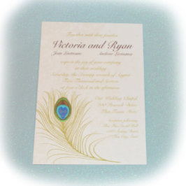 Invitación Pies de pavo real dorados
