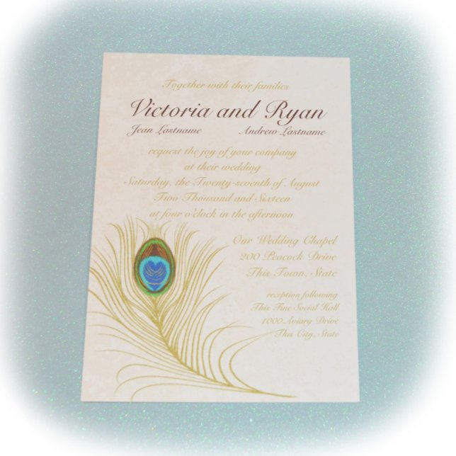 Invitación Pies de pavo real dorados (Subido por el creador)