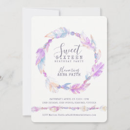 Invitación Pies morado acuarela dulce dieciséis
