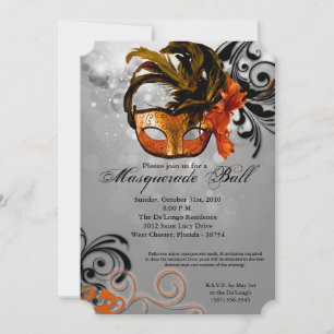 Invitación Pieza anaranjada de Halloween del traje de la