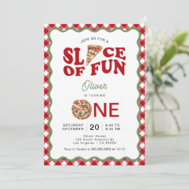 Invitación Pieza De Diversión | Wavy Pizza primer cumpleaños