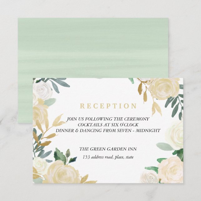 Invitación Pieza de los detalles de la recepción de marfil Wr (Anverso / Reverso)