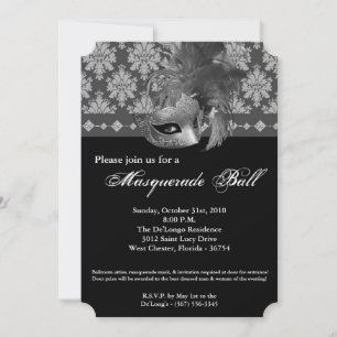 Invitación Pieza de máscara de bolas de máscaras de máscaras