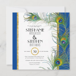 Invitación Pieza de pavo real Art Deco Nouveau Typografía mod