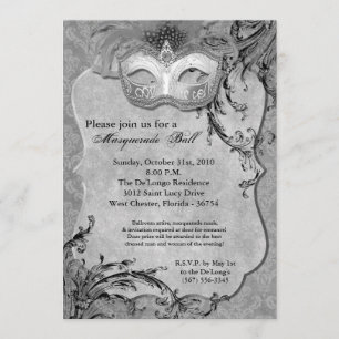 Invitación Pieza de plata de Halloween del traje de la