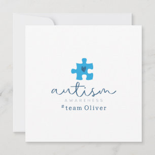 Invitación pieza de rompecabezas azul de conciencia del autis