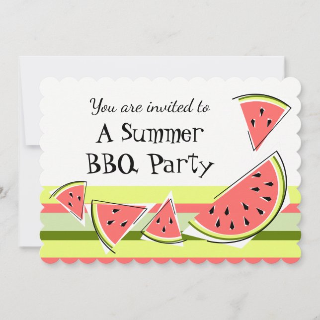Invitación Piezas de sandía Banda de barbacoa de verano (Anverso)