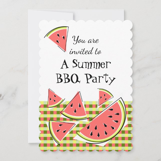 Invitación Piezas de sandía Verano BBQ comprobación vertical (Anverso)