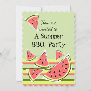 Invitación Piezas de sandía Verano Verde Banda de barbacoa ve