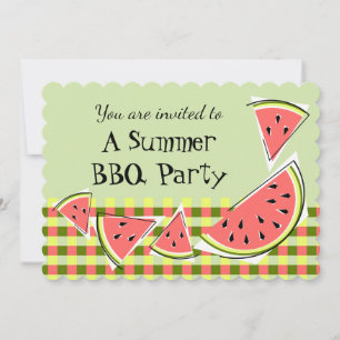 Invitación Piezas de sandía Verdes Verdes BBQ comprobación
