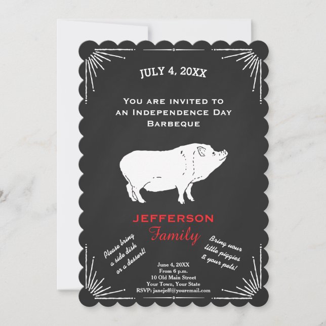 Invitación Piggy, un Fiesta ruso-estadounidense del 4 de juli (Anverso)