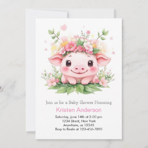 Invitación Piglet Adventure espera a Chica de granja rosa Bab