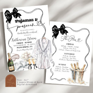 Invitación Pijama de lazo negro Fin de semana de despedida de