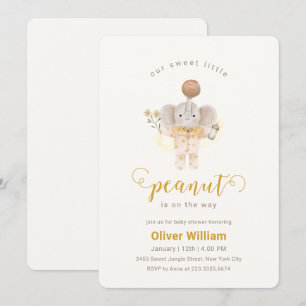 Invitación Pijama Pequeño Cacahuete Boho Elefante Baby Shower