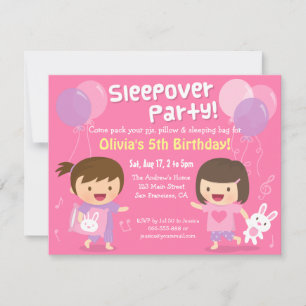 Invitación Pijamada de cumpleaños de chicas lindas