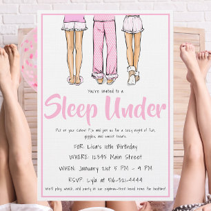 Invitación Pijamas de moda para dormir / Fiesta de pijamas pa
