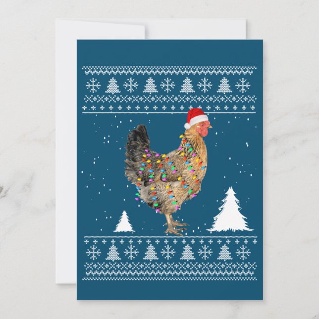 Invitación Pijamas de Navidad con Luces de Pollo y Gorro de S (Anverso)