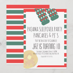 Invitación Pijamas de Nochebuena Panqueques Cumpleaños