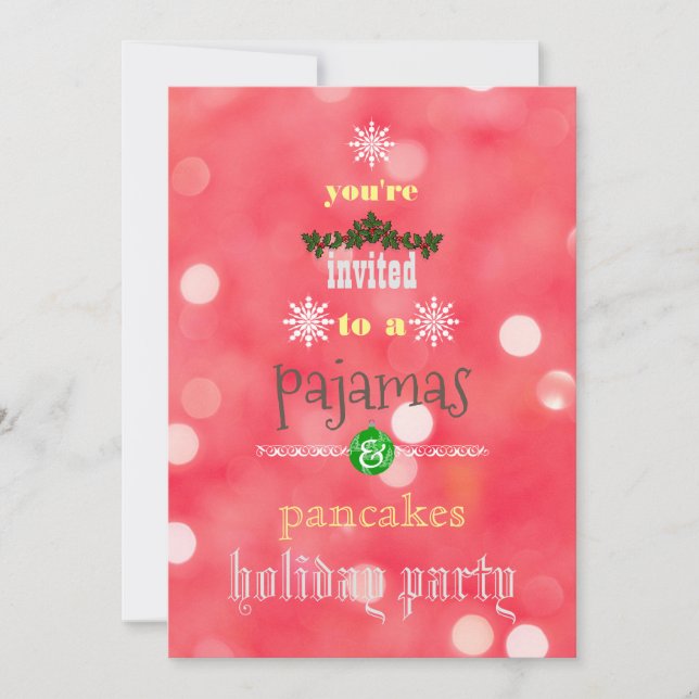 Invitación Pijamas Navideños y Panqueques Fiesta Familiar  (Anverso)