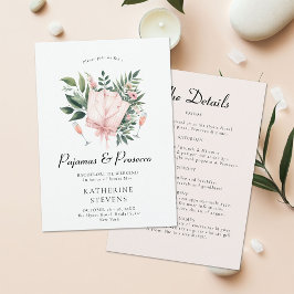 Invitación Pijamas Prosecco Leaf Bachelorette Party Itinerari