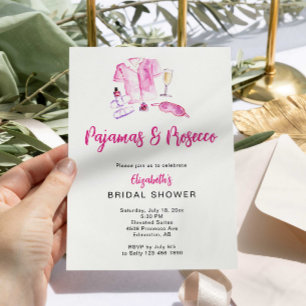 Invitación Pijamas y Prosecco Despedida de Soltera Rayas Rosa