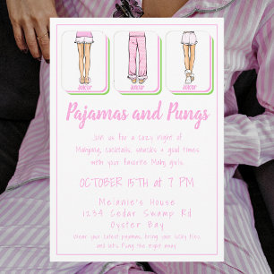 Invitación Pijamas y Pungs Fiesta de Mahjong Noche de Chicas
