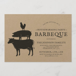 Invitación Pila de animales  Parrillada de Fiesta para el cal