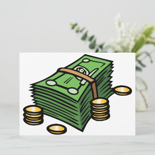 Invitación Pila de dinero en efectivo con monedas de dinero