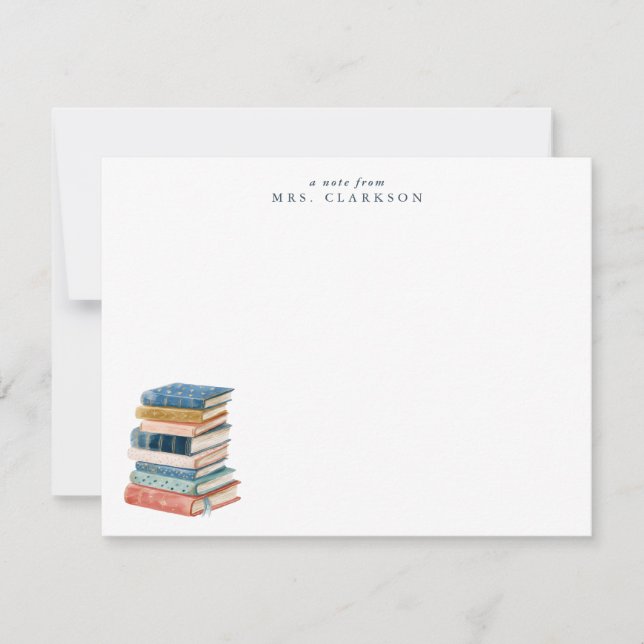 Invitación Pila de Libros  Papelería Personal del Profesor (Anverso)