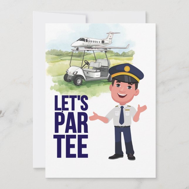 Invitación Pilot Aviation Industry Golfer at golf ball   (Anverso)