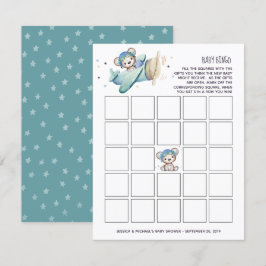 Invitación Piloto de avión Teddy Bear Baby Bingo