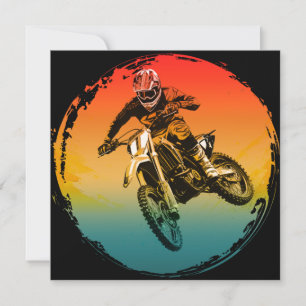 Invitación piloto de motocicleta de motocross vintage
