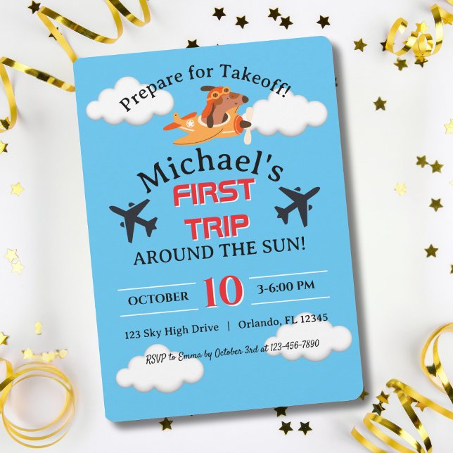 Invitación Piloto de perro volando avión, niños divertidos cu (Subido por el creador)