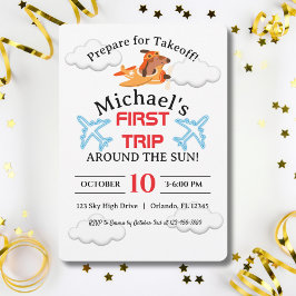 Invitación Piloto de perro volando avión, niños divertidos cu