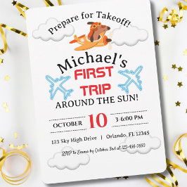 Invitación Piloto de perro volando avión, niños divertidos cu