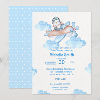 Invitación Piloto de pingüino blanco de color de agua suave