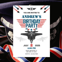 Invitación Piloto piloto de caza de la fuerza aérea Cumpleaño