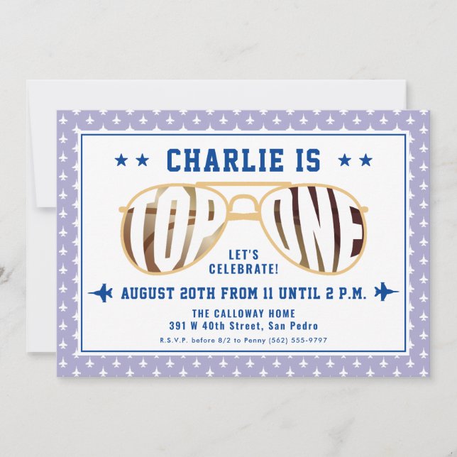 Invitación Piloto piloto de combate Lilac TopOne tema primer  (Anverso)